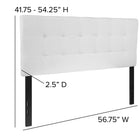 Flash Furniture - Tête de lit Bedford double touffetée et rembourrée en tissu blanc-Supports en métal noir avec fentes de rail de lit pour réglage
