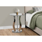 Monarch Specialties 3726 Accent Table - 20"Dia/Brushed Silver/Mirror-Geometric inspired rounded top and legs adds a dramatic touch