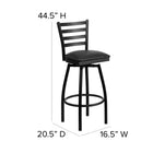 Flash Furniture HERCULES Series Black Ladder Back Swivel Metal Barstool - Black-16 Gauge Steel Frame