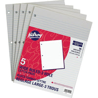 Hilroy Figuring Pads, 8-3/8" x 10-7/8", Wide-Ruled, White, 3-Hole Punched, 5 Pack of 5 Pads, 96 Sheets per Pad-Sheets come away cleanly and easily