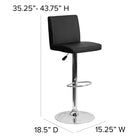 Flash Furniture – Tabouret de bar contemporain et ajustable en vinyle noir et à pied chromé (CH92066BK)-Le siège s'ajuste du comptoir à la hauteur de la barre