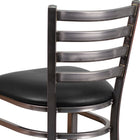 Flash Furniture HERCULES Series Clear Coated Ladder Back Metal Restaurant Barstool - Black Vinyl Seat-2.5'' Thick Foam Padded Seat