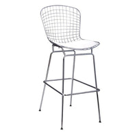 Nicer Furniture Bertoia Chrome Wire Frame Counter Stool - White - 2 Pack-Seat and base made from welded steel rods