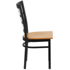 Flash Furniture HERCULES Series Black Window Back Metal Restaurant Chair - Natural Wood Seat - 2 Pack-Natural Finished Wood Seat