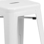 Flash Furniture Commercial Grade 24" High Backless White Metal Indoor-Outdoor Counter Height Stool with Square Seat - White-Stack Quantity: 4-8
