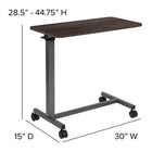 Flash Furniture Adjustable Overbed Table with Wheels for Home & Hospital-8
