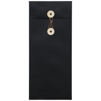JAM Paper #10 Policy Envelopes with Button and String Tie Closure, 4 1/8 x 9.5, Black Linen Recycled, 1000 Pack (1261601B)-Black