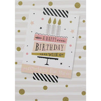 Rosedale 5-1/2" x 8" A Happy Birthday Wish Especially For You Birthday Greeting Cards And Envelopes, 12 Pack (15618)-Printed on premium uncoated card stock
