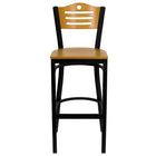 Flash Furniture Hercules Series Black Slat Back Metal Restaurant Bar Stool, Natural Wood Back & Seat-Metal Dining Bar Stool