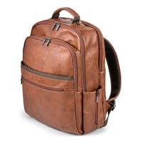 Bugatti 15" Synthetic Leather Backpack with Canvas Trim, Cognac-15" Backpack