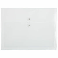 JAM Paper Plastic Envelopes with Button & String Tie Closure Letter Booklet - 9 3/4" x 13" - White - 12 Pack-Colour: White