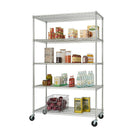 Étagère à tablettes grillagées à 5 niveaux TRINITY EcoStorage, Chrome (TBFZ-0915)-La couleur chrome procure une apparence épurée et industrielle à n’importe quel espace