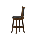 CorLiving – Tabouret de bar à hauteur comptoir de 25 po Woodgrove en bois teinté brun, 2/paquet (DWG-104-B)-Siège recouvert de cuir reconstitué noir très durable