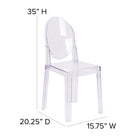 Flash Furniture Ghost Chair with Oval Back in Transparent Crystal-5 Year Limited (non moving metal parts) 2 yr Parts