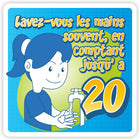 Eddie's - Lavez-vous les mains souvent, en comptant jusqu'à 20 - atocollant de distanciation sociale, 7,50 "x 7,50", vinyle-Des graphiques et des messages faciles à comprendre