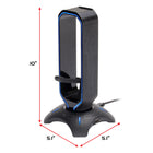 Enhance Gaming LED 3-in-1 Headset Stand with Mouse Bungee and 2 Port USB Hub-WIRE MANAGEMENT WITH IMPROVED CONTROL: Integrated bungee organizes your mouse cable and prevents it from getting caught on the edges of your desk creating a fixed point of motion. Mouse not included