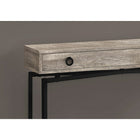 Monarch Specialties 3455 Accent Table - 42"L/Taupe Reclaimed Wood/ Black Console-1 storage drawer