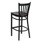 Flash Furniture HERCULES Series Black Vertical Back Metal Restaurant Barstool - Mahogany Wood Seat - 2 Pack-.625" Thick Plywood Seat