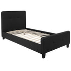 Flash Furniture Tribeca Twin Size Tufted Upholstered Platform Bed - Black Fabric-Panel Headboard