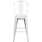 Flash Furniture Commercial Grade 30" High Distressed Metal Indoor-Outdoor Barstool with Back - White-Set of 4 Bistro Style Bar Stools