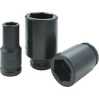 Gray Tools 2" X 3/4" Drive, 6 Point Deep Length, Black Impact Socket-Size: 2"