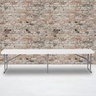 Flash Furniture 10.25"W x 71"L Bi-Fold Granite Plastic Bench with Carrying Handle - White-2'' Thick Granite White Table Top