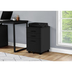 Monarch Specialties 7781 3-Drawer Filing Cabinet - Black -The smoothest black finish combined with black colored drawer handles makes for the perfect combination of styles