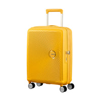 American Tourister Curio Spinner Carry-on Luggage - Golden Yellow-Constructed of 100% polypropylene offering extreme durability with a texture that reduces the visibility of scratches
