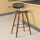 Armen Living Fox 26" Mid-Century Counter-Height Bar Stool - Brown-Medium high cushioned back to help keep your back supported and aligned