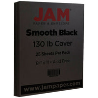 JAM Paper Matte Cardstock, 8.5" x 11", 130 lb. Smooth Black, 25 Pack (296731638)-Black Cardstock/Cover
