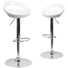 Flash Furniture Contemporary Plastic Adjustable Height Barstool with Rounded Cutout Back & Chrome Base - White - 2 Pack-Set of 2 Contemporary Style Stools