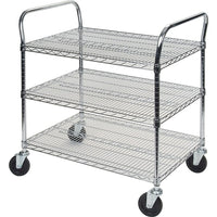 Kleton Utility Carts, 3 Shelves, 18"D., 30"W. x 39"H.-Highly rigid construction that is easily adjustable at 1" increments