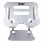 StarTech Adjustable Height Laptop Desk Stand-Anti-slip pads and front flanges on riser arms provide stable support and secure the laptop at steep angles