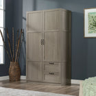 Sauder Miscellaneous Storage Wardrobe/Storage Cabinet - 71.1" H - Silver Sycamore (426126)-1 fixed and 1 adjustable shelf behind door. Storage behind door includes garment rod and fixed shelf.