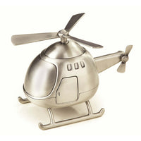 Elegance Helicopter Bank, Pewter Finish-Features antique style pewter finish