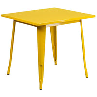 Flash Furniture – Table carrée en métal de 31,5 po pour intérieur/extérieur, jaune (ET-CT002-1-YL-GG)-Table de café en métal