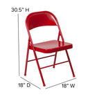 Flash Furniture - Chaise pliante en métal de série Hercules, rouge, paq./4 (4BDF002RED)-Patins glisseurs non marquantes