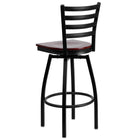 Flash Furniture HERCULES Series Black Ladder Back Swivel Metal Barstool - Mahogany Wood Seat - 2 Pack-.625" Thick Plywood Seat