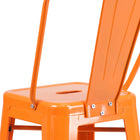 Flash Furniture 30" High Orange Metal Indoor-Outdoor Barstool with Back-Seat Size: 12"W x 12"D