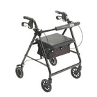 Drive Medical Rollator Walker with Back Support and Padded Seat, Black-Black, Aluminum
