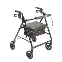 Drive Medical Rollator Walker with Back Support and Padded Seat, Black-Black, Aluminum