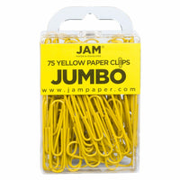 JAM Paper Colored Jumbo 2" Paper Clips - Yellow - 3 Packs of 75-Color: Yellow