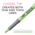 BIC Brite Liner Grip Pastel Highlighters - Chisel Tip - Assorted Colours - 12 Pack-WON'T DRY OUT: These highlighters can be left uncapped for 8 hours without drying out so you can highlight without interruption
