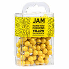 JAM Paper Colorful Push Pins - Round Head Map Thumb Tacks - Yellow - 100 Pack-Size: Standard (approx 1 inch)