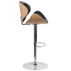 Flash Furniture – Tabouret de bar de 21 x 20 po avec siège courbé et dossier en vinyle noir, hauteur réglable, hêtre-Rembourrage en vinyle noir