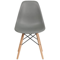 Flash Furniture Elon Series Plastic Chair with Wooden Legs - Moss Grey-Accent Side Chair
