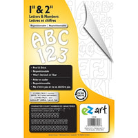 Ez Art Peel and Stick Combo Pack - 1" & 2" White Letters and Numbers, 172 characters-Combo pack includes 1" and 2" White Letter and Numbers