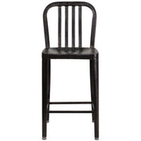 Tabouret à hauteur de comptoir de qualité commerciale pour l'intérieur / l'extérieur de 24 po en métal doré noir antique-Ensemble de 2 tabourets industriels modernes
