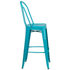 Flash Furniture 30" High Crystal Teal-Blue Metal Indoor-Outdoor Barstool with Back-Curved Back with Vertical Slat
