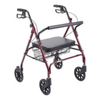 Drive Medical Heavy Duty Bariatric Rollator Walker with Padded Seat, Red-Red, Aluminum